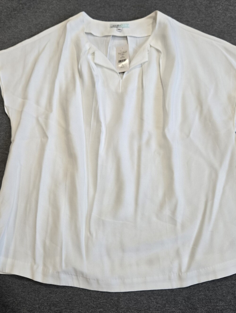 NWT Sweet Salt Front V-pleated Neckline Blouse Top Womens XXL White Modest Chic